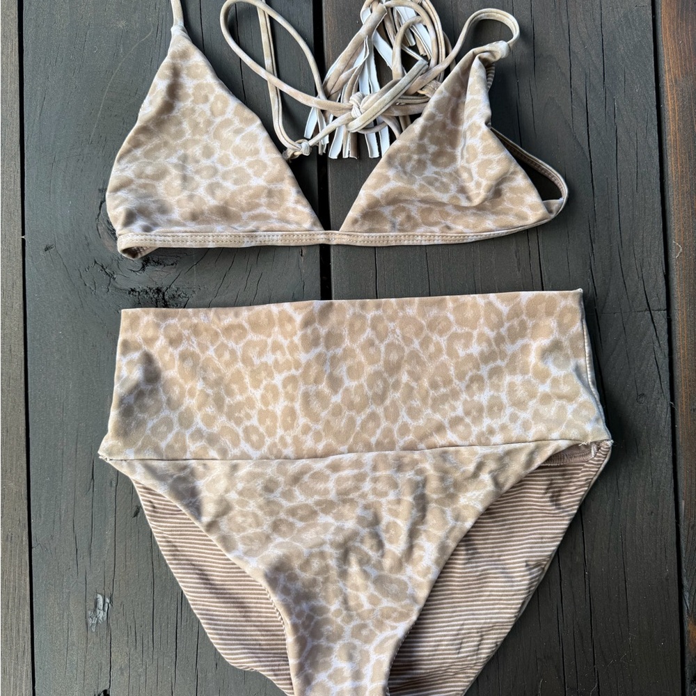 Acacia Swimwear Leopard Print Bikini - Cream and Tan